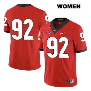 Women's Georgia Bulldogs NCAA #92 Justin Young Nike Stitched Red Legend Authentic No Name College Football Jersey APA2654CG